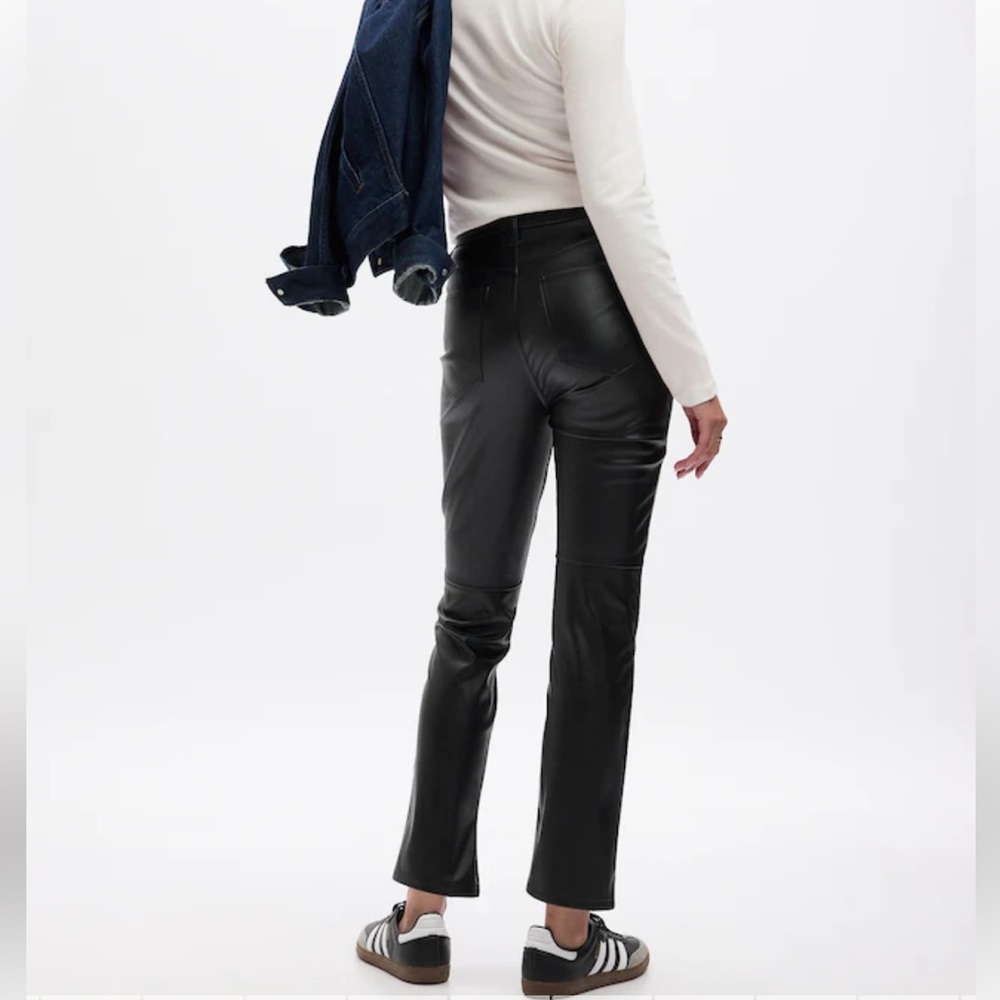 High Rise Vegan Leather Vintage Slim Pants